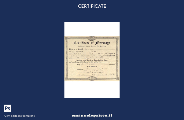 modello di certificato di matrimonio USA New York in stile verificato